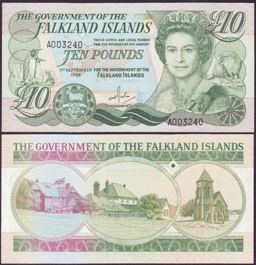 1986 Falkland Islands 10 Pounds (Unc)